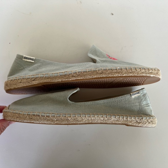 Soludos Flamingos Embroidered Espadrille Smoking Slipper, Light Blue, 9 - Picture 6 of 12